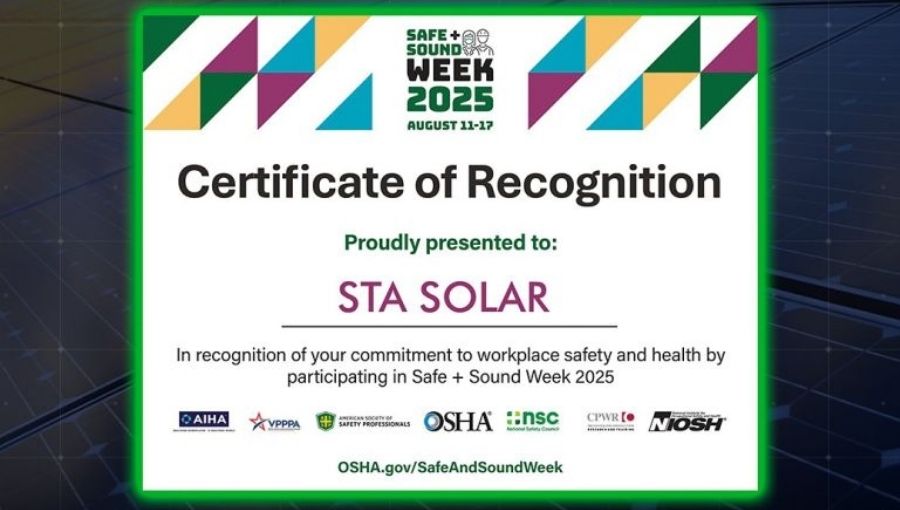 STA Solar Montaj Sistemleri OSHA Safe + Sound Week 2025 Sertifikasını Alan Türkiye’den Tek Firma Oldu